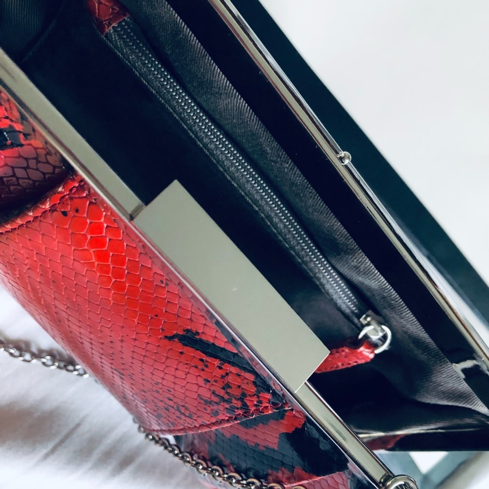 Calvin Klein | Leather Framed Python Embossed Clu… - image 6